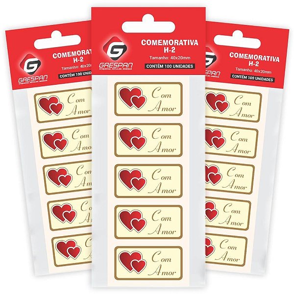 Etiqueta para presente com amor retangular vermelho - grespan (ct.c/100)