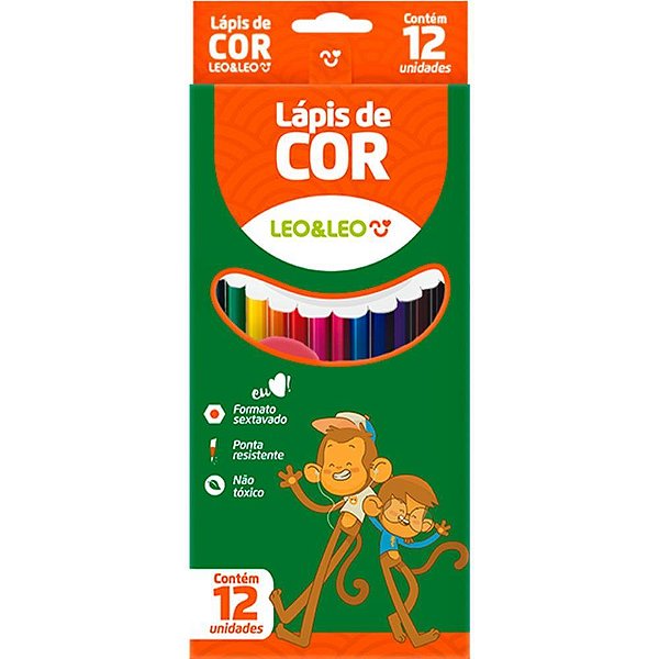 Lapis de cor sextavado leo e leo 12 cores - leonora (pct.c/06)