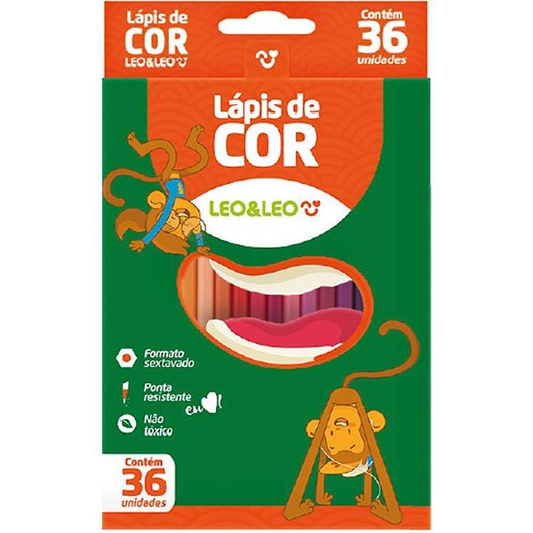 Lapis de cor sextavado leo e leo 36 cores - leonora (pct.c/03)