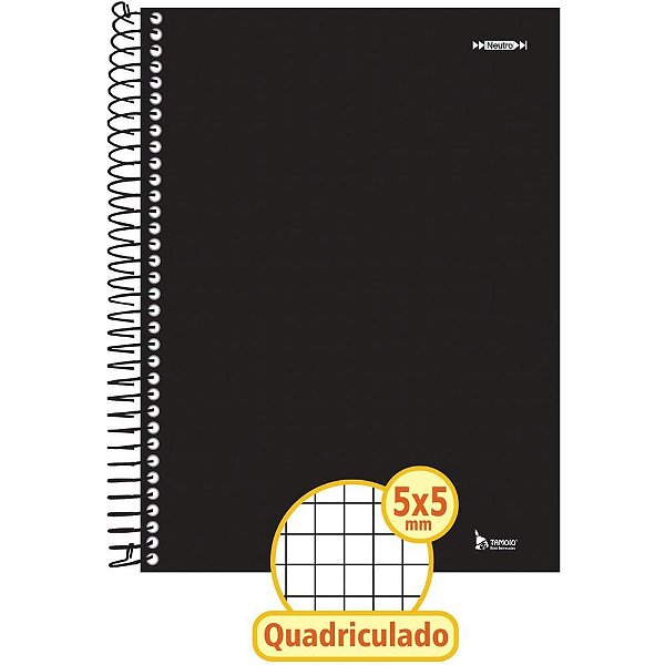 Caderno quadriculado univers. 5x5mm 96f espiral preto cd - tamoio (pct.c/04)