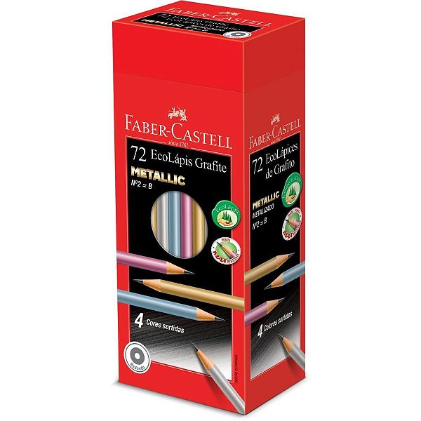 Lapis preto redondo ecolapis grafite metallic - faber-castell (cx.c/72)
