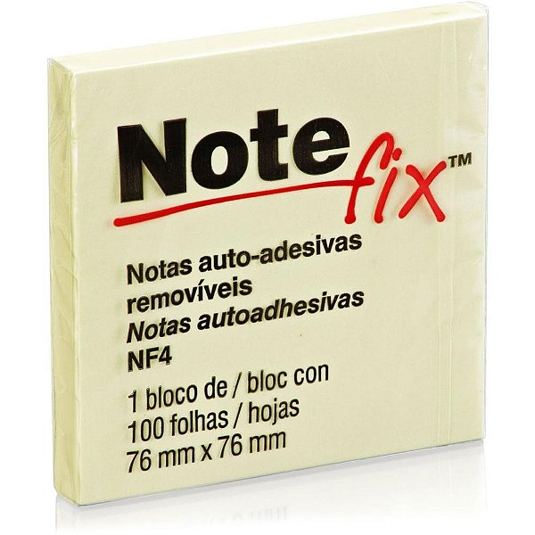 Bloco de recado autoadesivo notefix 100f. 76mmx76mm amarel - 3m (unidade)