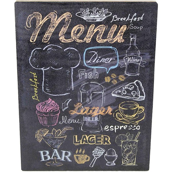 Quadro decorativo black menu 040x030cm - imperio decor (unidade)