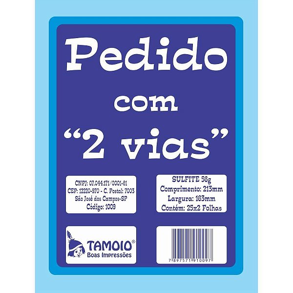 Impresso talao de pedido 1/18 2 vias 25 folhas - tamoio (pct.c/20)