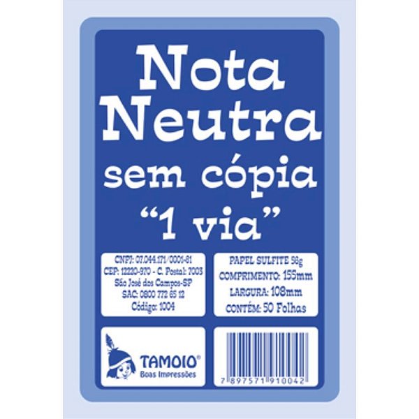Impresso talao nota neutra 1/32 50fls. 1via - tamoio (pct.c/20)