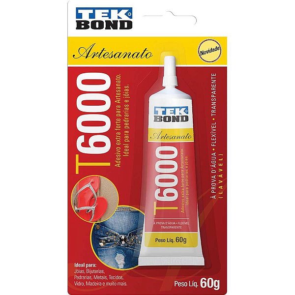 Cola para artesanato t6000 permanente 60g - tekbond (unidade)