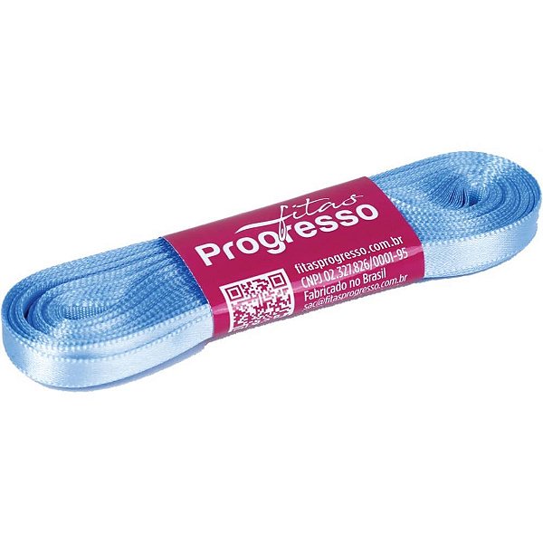 Fita de cetim 07mm 10m. azul celeste 246 - fitas progresso (unidade)