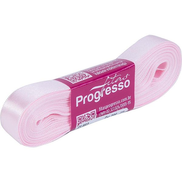 Fita de cetim 15mm 10m. rosa claro 206 - fitas progresso (unidade)