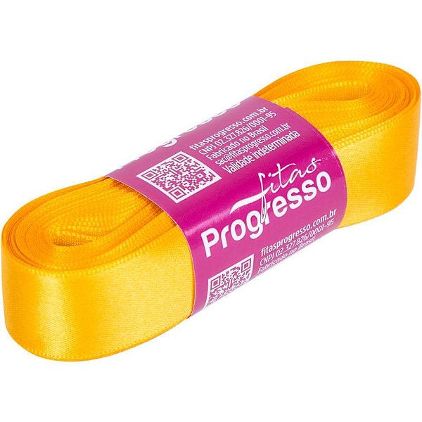 Fita de cetim 22mm 10m. amarelo ouro 038 - fitas progresso (unidade)