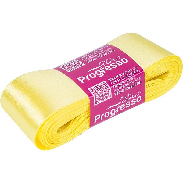 Fita de cetim 38mm 10m. amarelo canari 242 - fitas progresso (unidade)
