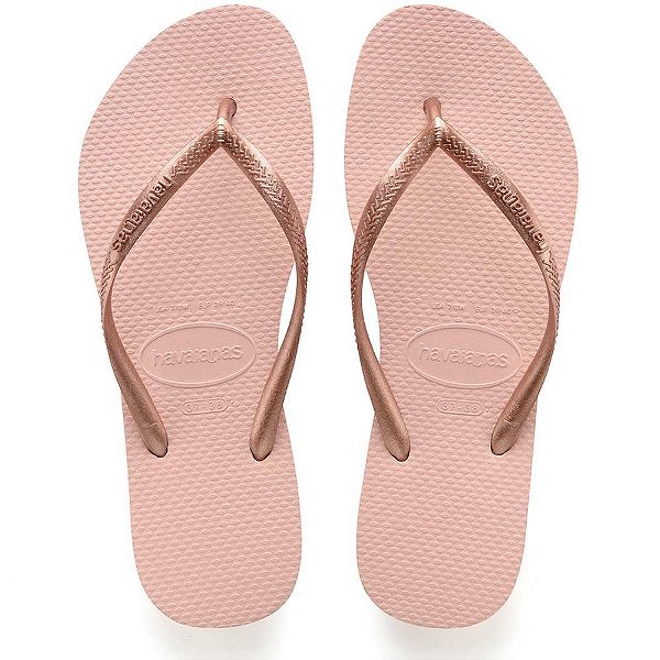 Chinelo havaianas feminino slim 37/8 rosa ballet - havaianas (par)