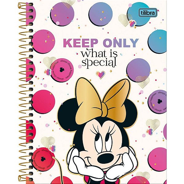 Caderno 10x1 cp.dura colegial minnie 160fls. - tilibra (pct.c/04)