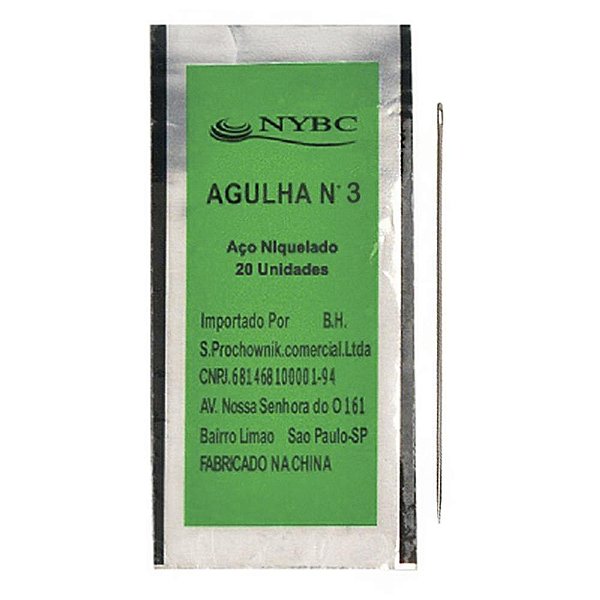 Agulha de mao n.3 niquelado c/20unid. - nybc (pct.c/05)