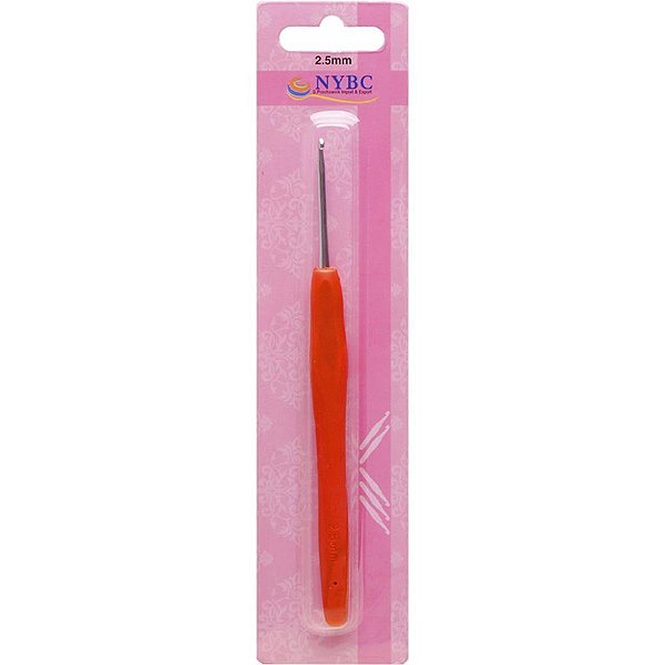 Agulha para croche tam.2,5mm cabo silicone vermel - nybc (blister)