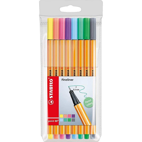 Caneta stabilo 88-88/8-01 8cores tons pastel - sertic (estojo)