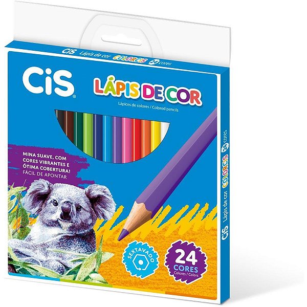 Lapis de cor sextavado cis plastic 24 cores - sertic (pct.c/06)