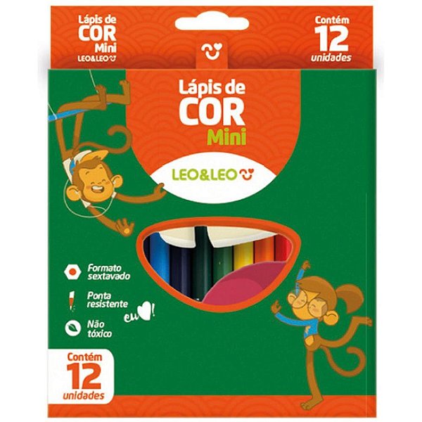 Lapis de cor sextavado leo e leo mini 12 cores - leonora (pct.c/12)