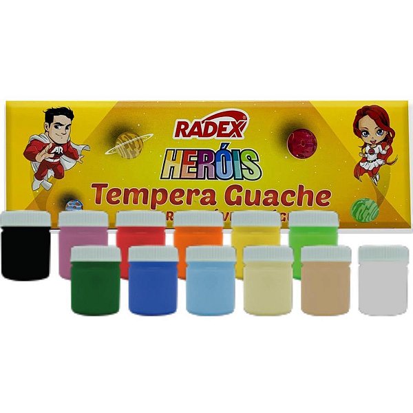 Tinta guache 015ml 12 cores - radex (estojo)