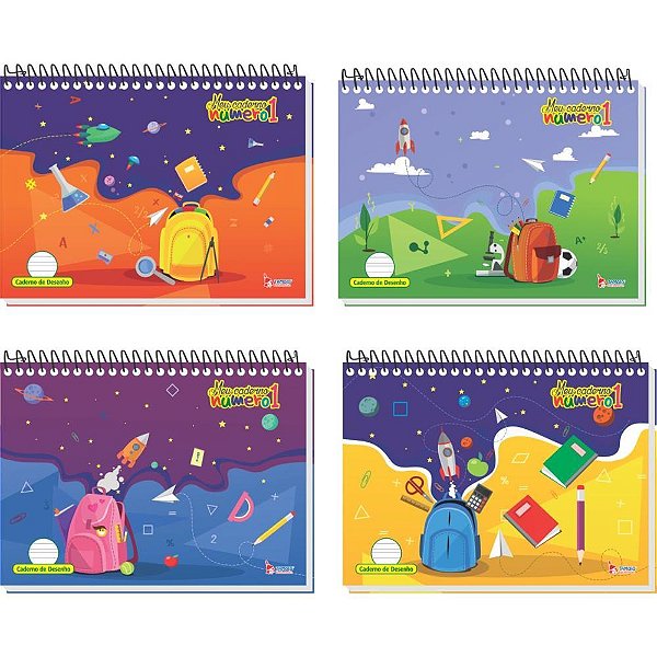 Caderno desenho univ capa dura numero 1 40f 150g. espiral - tamoio (pct.c/04)