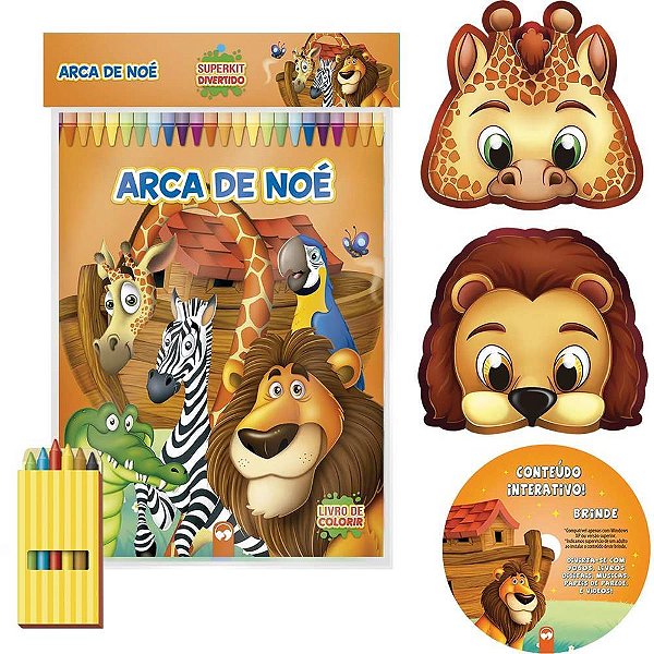 Livro infantil colorir super kit arca de noe c/giz - vale das letras (unidade)