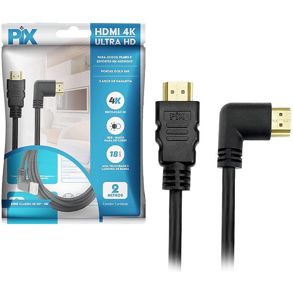 Cabo hdmi hdmi x hdmi 90º 2.0 4k 2mts. - santana centro (unidade)
