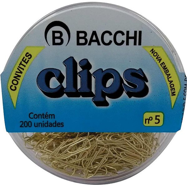 Clipe colorido ref.5 mini dourado c/200unid. - bacchi (pct.c/10)