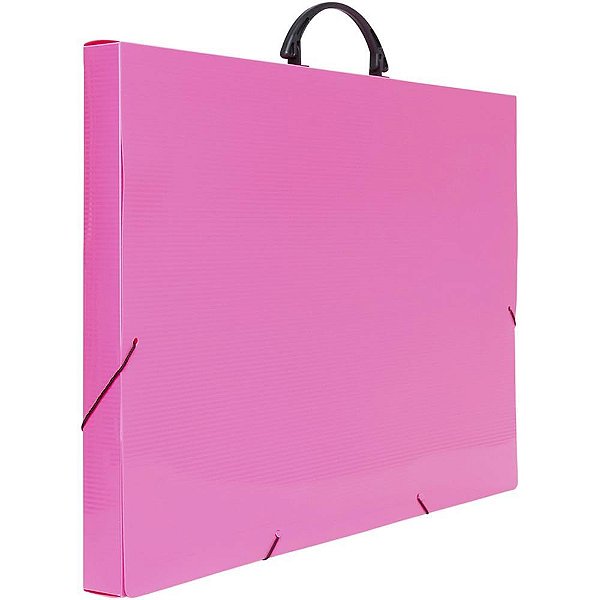 Maleta plastica com alca colors a3 rosa 35x33x50,5cm - polibras (unidade)