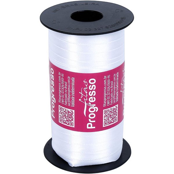 Fita de cetim 07mm 100m. branco 201 - fitas progresso (carretel)