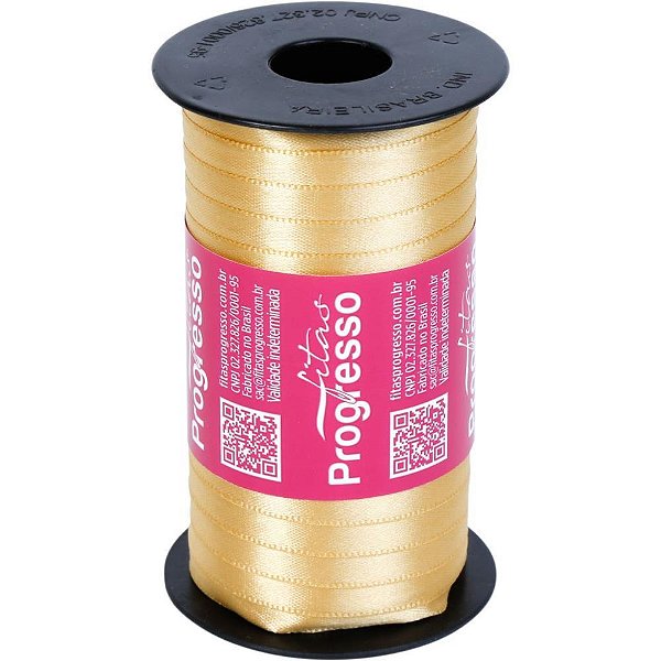 Fita de cetim 07mm 100m. ouro 228 - fitas progresso (carretel)