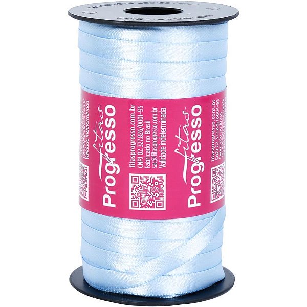 Fita de cetim 07mm 100m. azul bebe 212 - fitas progresso (carretel)