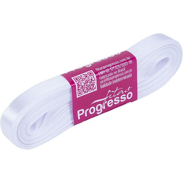 Fita de cetim 10mm 10m. branco 201 - fitas progresso (unidade)