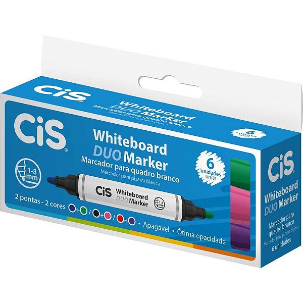 Pincel quadro branco cis duo marker 2pontas/2cores - sertic (cx.c/06)