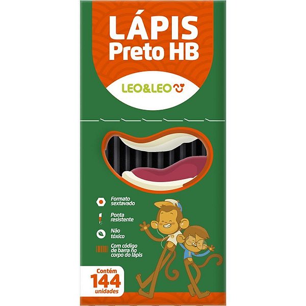Lapis preto sextavado leo e leo preto hb - leonora (cx.c/144)