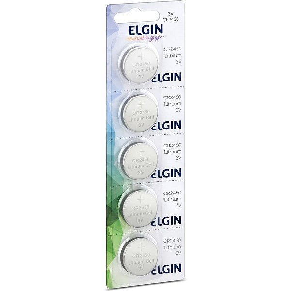 Pilha bateria botao cr2450 3v lithium - elgin (ct.c/05)