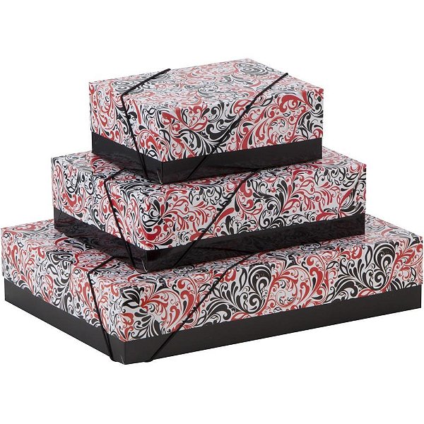 Caixa para presente com tampa md 19x26x7,5 elast. estampad - cristina (pct.c/16)