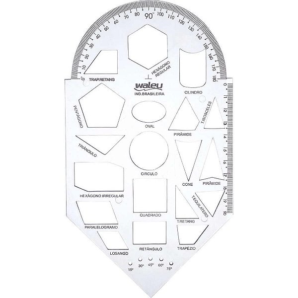 Regua plastica geometria gabarito cristal - maxcril (pct.c/10)