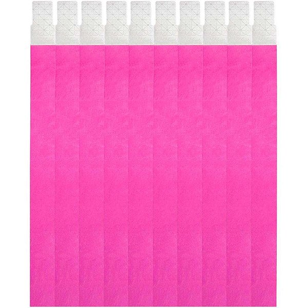 Pulseira identificacao pink fluor tyvek - klf festas (pct.c/50)