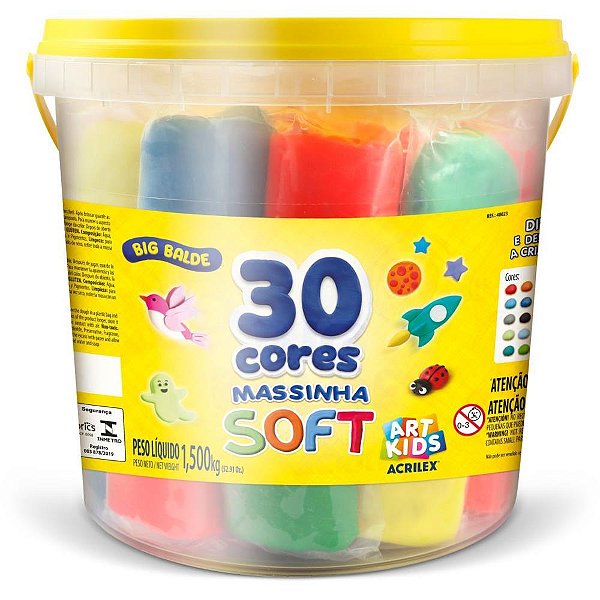 Massa para modelar criativa art kids big balde 30 un 1,5kg - acrilex (unidade)