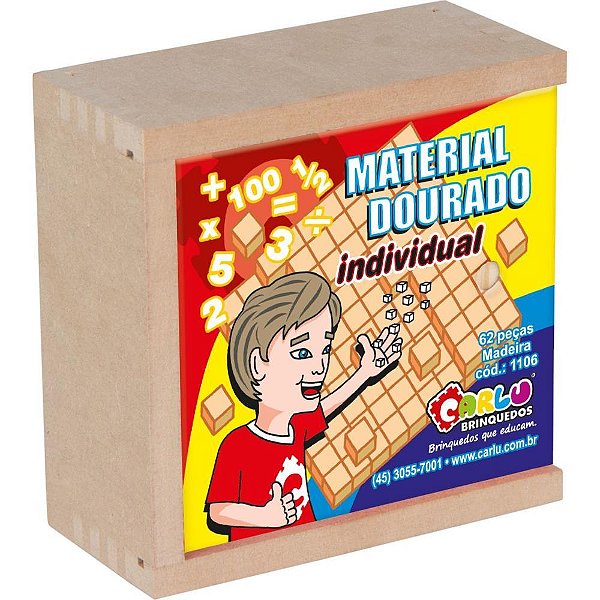 Material dourado caixa em madeira 62pecas - carlu (unidade)