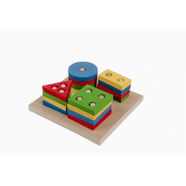 Brinquedo pedagogico madeira prancha selecao peq.16pcs geom - carlu (unidade)