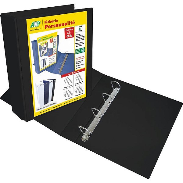Fichario de pvc personalite of.75mm 4 arg.pr - acp (unidade)