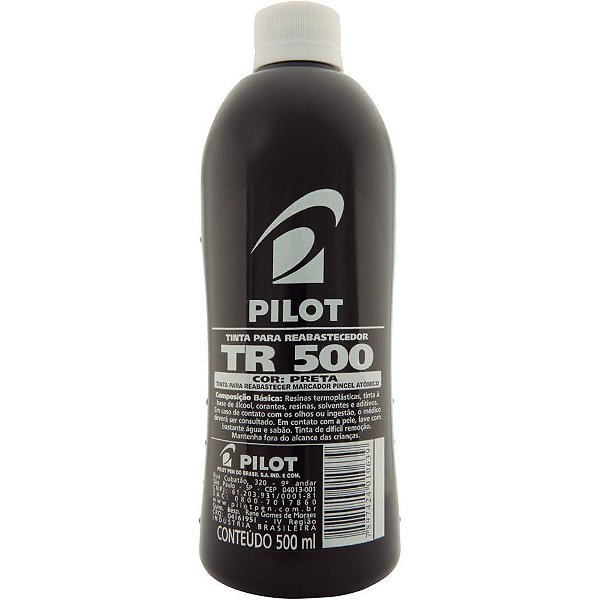 Tinta marcador permanente reabastecedor 500ml preto - pilot (unidade)