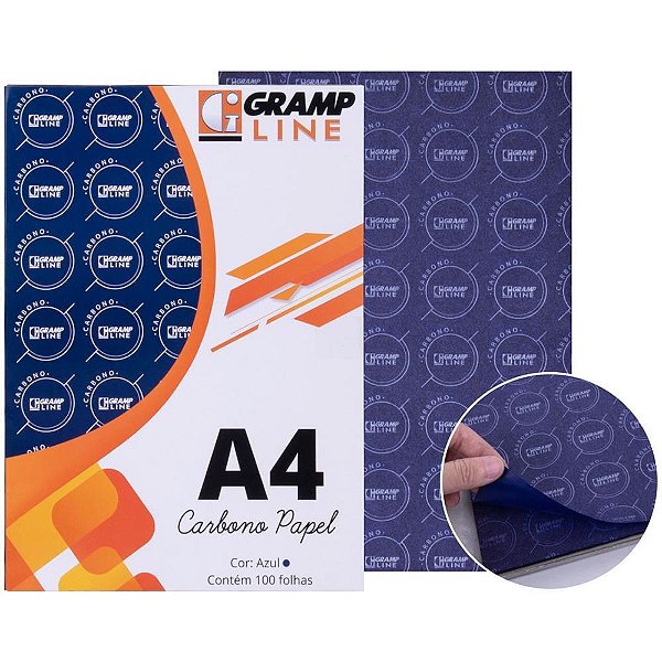 Papel carbono para lapis papel a4 azul ge 927 - gramp line (cx.c/100)