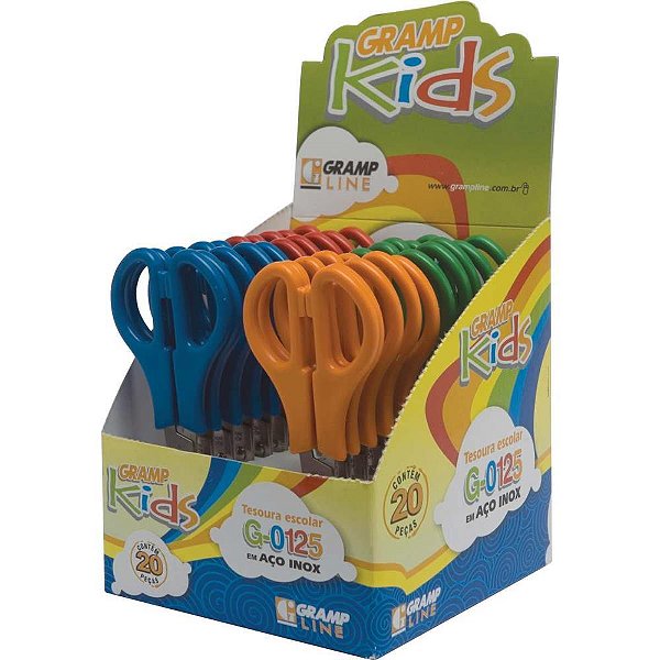Tesoura escolar g0125 inox cabo colorido - gramp line (cx.c/20)