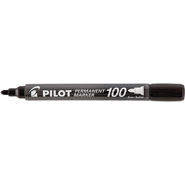 Pincel marcador permanente sca 100 ponta redonda preto - pilot (cx.c/12)
