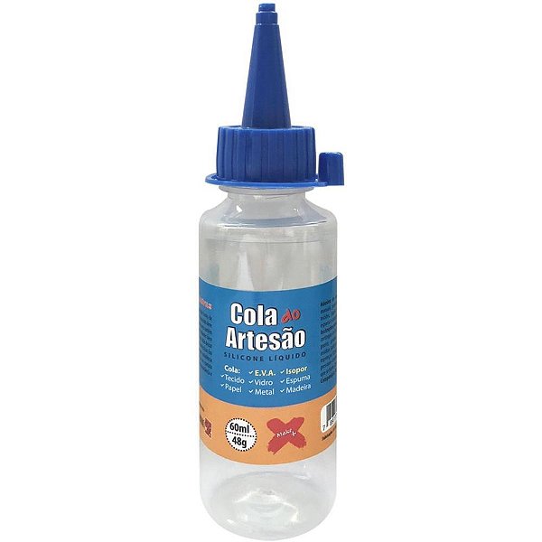 Cola para artesanato artesao silicone liquido 60ml - make+ (cx.c/24)