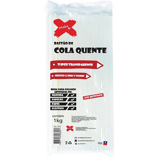 Cola quente refil fina super transp.profis.1k - make+ (pacote)