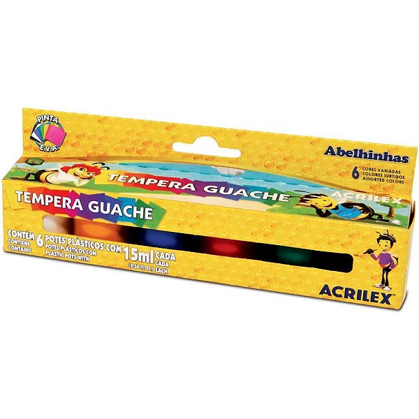 Tinta guache 015ml 06 cores auto servico - acrilex (pct.c/12)