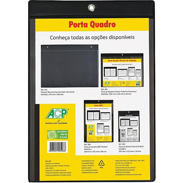 Porta alvara vertical  preto 16,5x21,5cm - acp (pct.c/05)