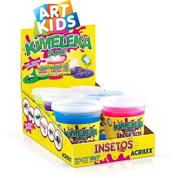 Slime kimeleka insetos 180g sort. - acrilex (cx.c/06)